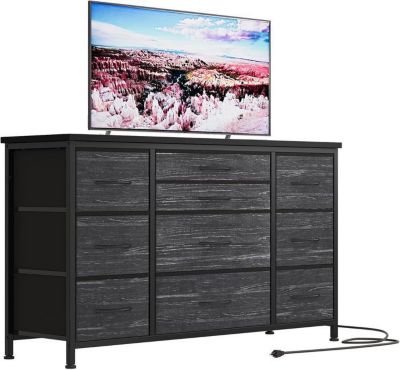 Commode de chambre - PROMIRACAL - Style Moderne - 10 tiroirs - Tissu - Noir