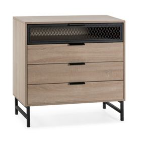 Commode de nuit Hera 3 tiroirs 1 porte coloris bois