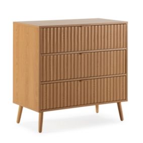 Commode de nuit Lluvia 3 tiroirs coloris chêne, largeur 80 cm