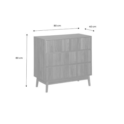 Commode de rangement décor bois de noyer. 3 tiroirs