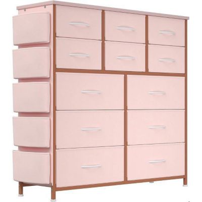 Commode de rangement - PROMIRACAL - 12 tiroirs - Tissu - Métal - Design moderne