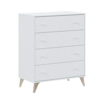 Commode Denver, commode 4 tiroirs, Commode pour la chambre, Commode moderne, 78x40h95 cm, Blanc