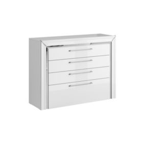 Commode design 4 tiroirs collection DOHA coloris blanc et argent