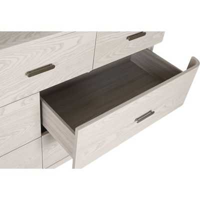 Commode design bois et métal gris clair style traditionnel chic 165 x 48,3 x 92,5 cm gris clair effet bois naturel