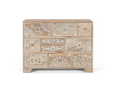 Commode à dix tiroirs en bois de manguier