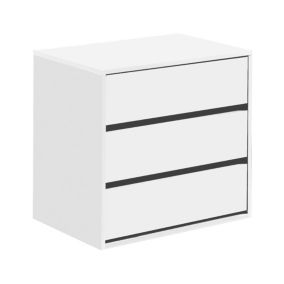 Commode Dkutl, Commode avec 3 tiroirs, Commode basse pour intérieurs de garde-robe, Commode moderne, 60x44h57 cm, Blanc