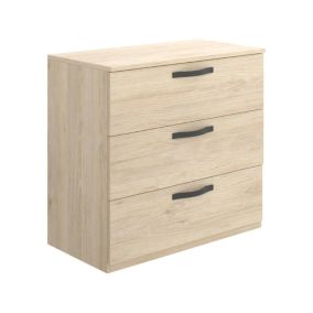 Commode Dlovato, Commode de chevet, Commode avec 3 tiroirs, 70x45h72 cm, Chêne