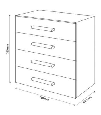 Commode effet chêne 4 tiroirs GoodHome Atomia H. 75 x L. 75 x P. 45 cm