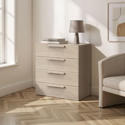 Commode effet chêne 4 tiroirs GoodHome Atomia H. 75 x L. 75 x P. 45 cm