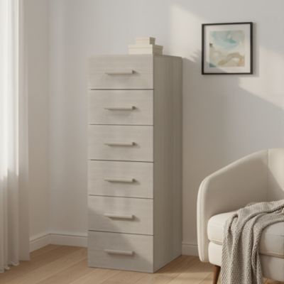 Commode effet chêne 6 tiroirs GoodHome Atomia H. 112,5 x L. 37,5 x P. 45 cm