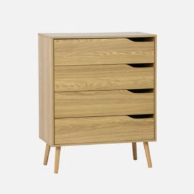 Commode effet frêne. 4 tiroirs. pieds en pin massif