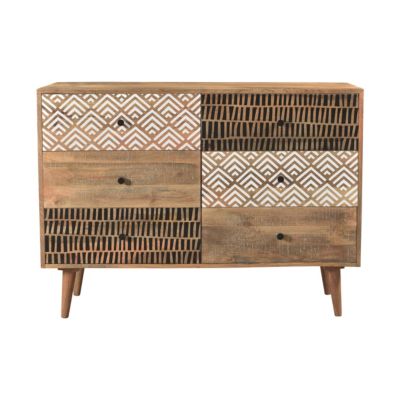 Commode en bois 6 tiroirs à motifs - Tali