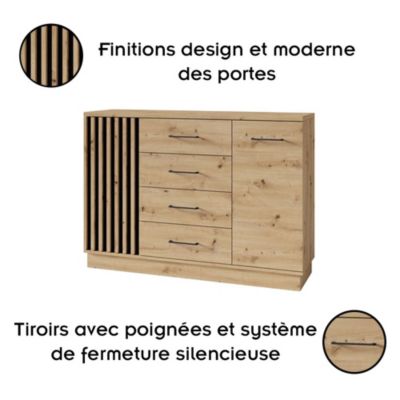Commode En Bois Avec 2 Portes Et 4 Tiroirs Moderne Design