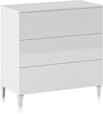 Commode en bois coloris blanc brillant avec 3 tiroirs - Dim : 76 x 80 x 40 cm