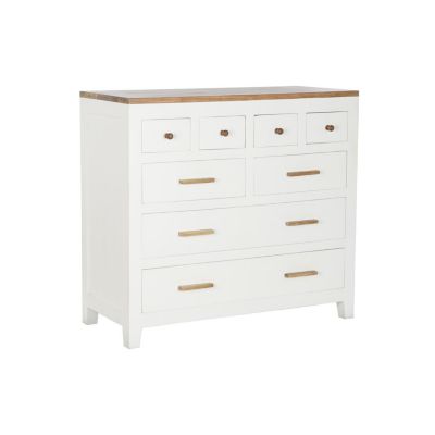 Commode en bois d'acacia manguier, 110 x 45 x 100 cm, blanche