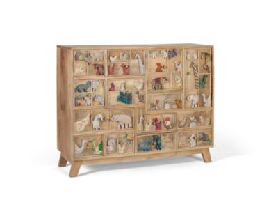 Commode en bois de manguier naturel avec détails originaux