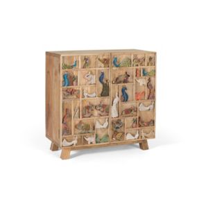 Commode en bois de manguier naturel avec détails originaux