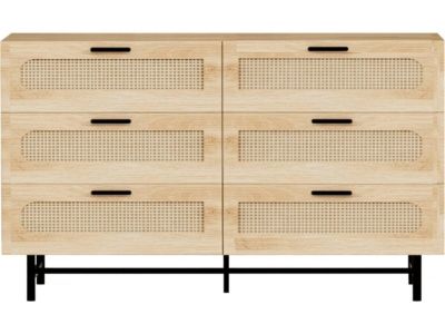 Commode en bois et cannage 