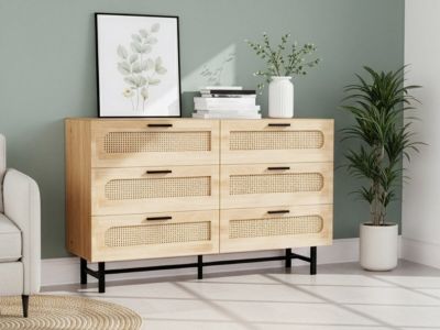 Commode en bois et cannage 