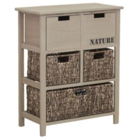 Commode en bois et maïs "Nature" 5 tiroirs