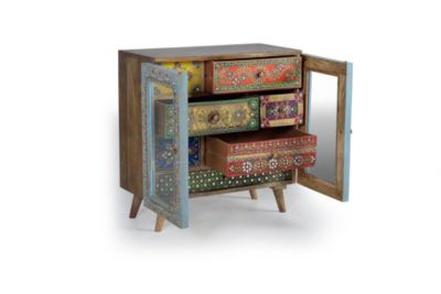 Commode en bois manguier peint à la main