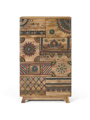 Commode en bois manguier peint à la main