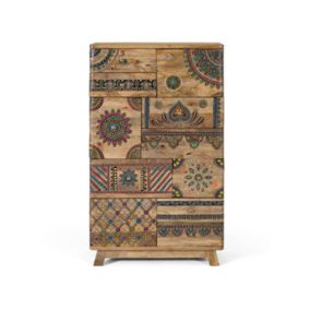Commode en bois manguier peint à la main