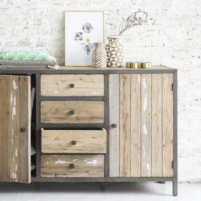 Commode en bois recyclé massif 150 cm