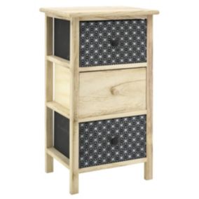 Commode en bois teinté noir et  3 tiroirs
