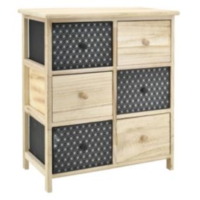 Commode en bois teinté noir et  6 tiroirs