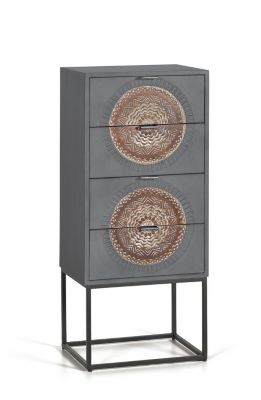 Commode en manguier et pieds en métal gris et marron