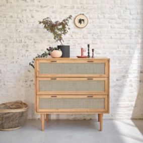 Commode en mindi massifet cannage 100 cm