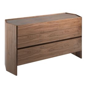 Commode en Noyer avec Plateau en Verre Trempé - Élégance et Rangement Pratique