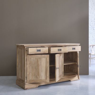 Commode en teck massif 150 cm 3 portes 3 tiroirs