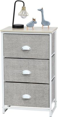 Commode en Tissu avec 3 Tiroirs Armoire de Rangement avec Tiroirs Pliables Cadre en Métal Robuste