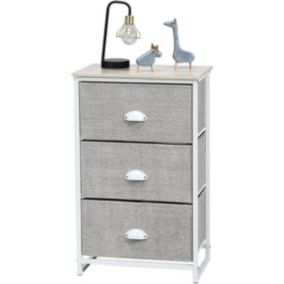 Commode en Tissu avec 3 Tiroirs Armoire de Rangement avec Tiroirs Pliables Cadre en Métal Robuste