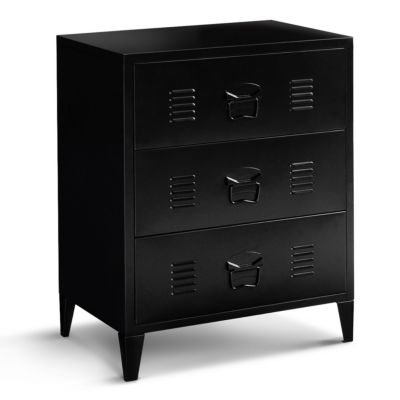 Commode ESTER 60 cm 3 tiroirs métal noir design industriel