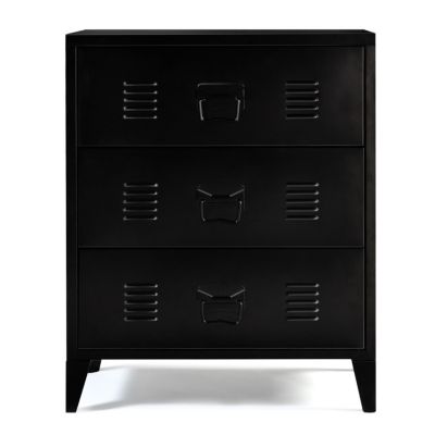 Commode ESTER 60 cm 3 tiroirs métal noir design industriel