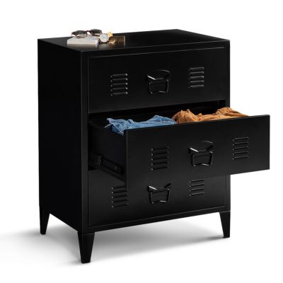Commode ESTER 60 cm 3 tiroirs métal noir design industriel