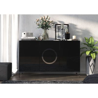 Commode eva 138 x 38 x 83,4 cm Noir, argent