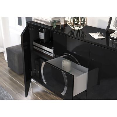 Commode eva 138 x 38 x 83,4 cm Noir, argent