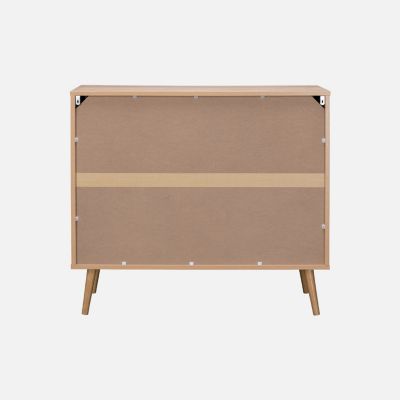 Commode. Eva. décor bois et cannage arrondi. 3 tiroirs L 90 x l 39 x H 79cm