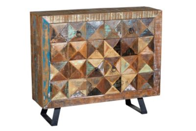 Commode exclusive en bois recyclé multicolore
