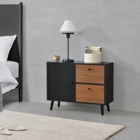 Commode Gislaved 63 x 80 x 30 cm Noir Effet Bois Foncé en.casa