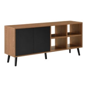 Commode Gnesta Touche-Lâche Effet Bois Foncé Noir en.casa