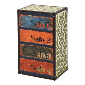 Commode Goslar avec 4 Tiroirs 66 x 40 x 30 cm Multicolore en.casa