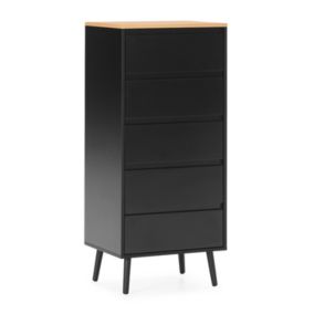 Commode haute Desi 5 tiroirs couleur Noir