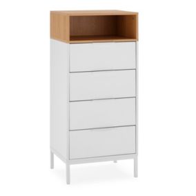 Commode haute Nieve 4 tiroirs couleur Blanc