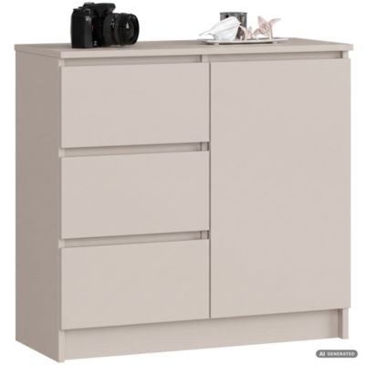 Commode JERRY Cachemire 80 cm 1 porte 3 tiroirs 2 étagères 80x35x77 cm