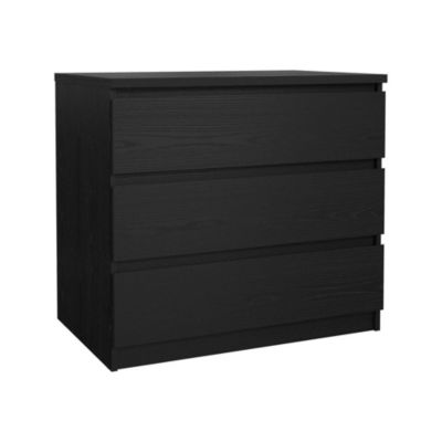 Commode Kajiki, Commode polyvalente, Commode de chambre, Meuble avec tiroirs, 77x50 h68 cm, Noir